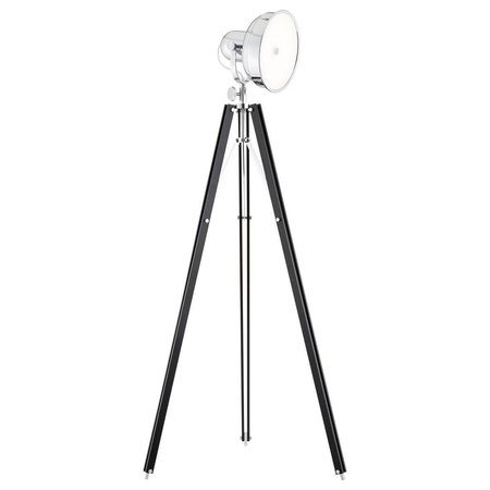 lampa stojąca 1 pł. FOTO NEW   czarne drewno oraz klosz chromowany metal oraz ARGON 3355