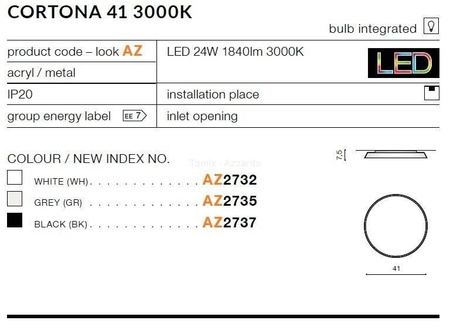 Plafon CORTONA 41 3000K black (AZ2737) - AZZARDO