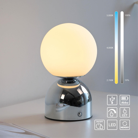 RUDI LAMPA STOŁOWA CHROM (19218-17) - Paul Neuhaus