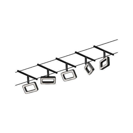Corduo System linkowy DC Frame 5x4,8W Cz mat /Chrom 230V/12V DC 60VA twszt 3000K (PL94485) - Paulmann
