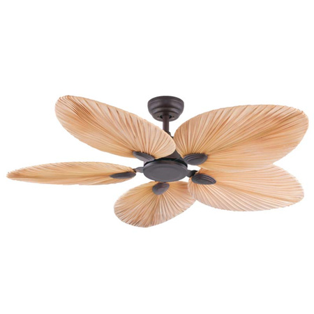 Ozdobny wentylator wiszący w kształcie liścia palmy, brązowy (19139) - Zambelis