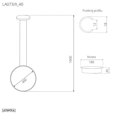 Lampa wisząca Ledowe Okręgi No.1 X 40cm 3k różowo złota Dali (LA073/X_40_in_3k_rose_gold_Dali) - ALTAVOLA DESIGN