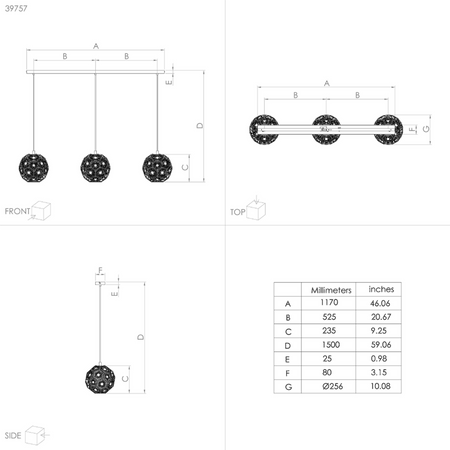 Lampa wisząca SKOURA czarna (39757) - EGLO