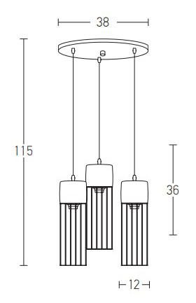 PENDANT 3L CONCRETE STEEL (1662 Zambelis) - Zambelis
