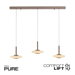 Ściemnialna lampa nad stół z płynną regulacją wysokości PURE VITRUM CIEMNOMETALOWO-BRĄZOWY (2083-34) - Paul Neuhaus