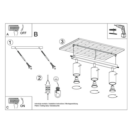 Plafon RING 3L zielony oliwkowy (SL.1502) - Sollux Lighting