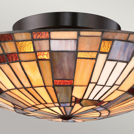 Lampa w stylu Tiffany - Plafon Inglenook Valiant brąz (QZ-INGLENOOK-F-SMALL) - Elstead Lighting