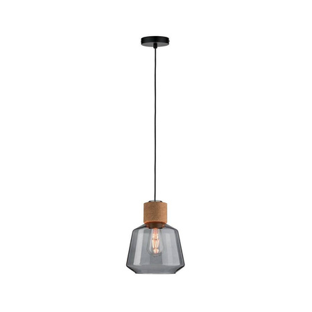 Neordic Elia Lampa wisząca max. 1x20W E27 230V Szkło przydymione/Korek (PL79739) - PAULMANN