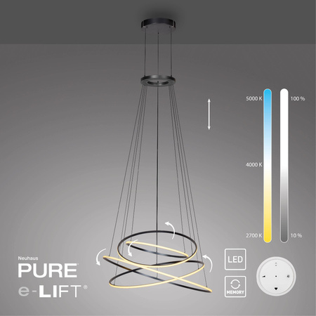 Lampa na pilota, z płynną regulacją wysokości PURE E-FLYING RINGS SZARY (2566-15) - Paul Neuhaus