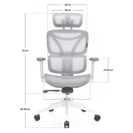 Amortyzowany,regulowany fotel gamingowy Control Series Biały (LV0655) - LVN SYSTEM