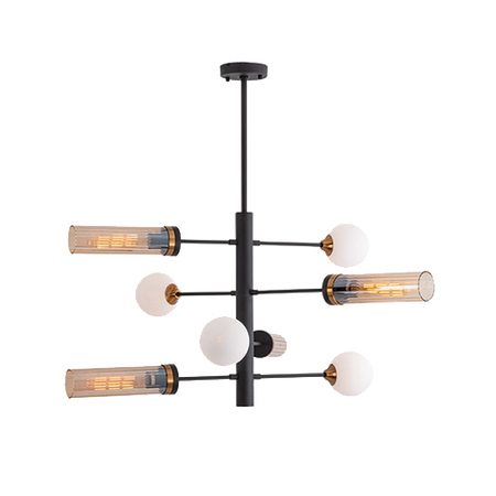PENDANT LIGHT 4XG9& 4XE27 OPAL GLASS BLACK - ANTIQUE BRASS (22055 Zambelis) - Zambelis