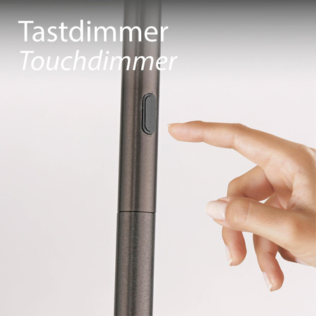 Lampa podłogowa z dotykowym ściemniaczem PURE VITRUM CIEMNOMETALOWO-BRĄZOWY (481-34) - Paul Neuhaus