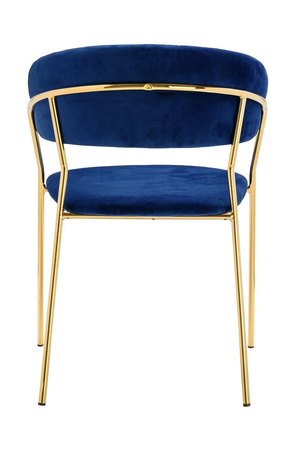 Krzesło MARGO ciemny niebieski - welur, podstawa złota (KH121100121.64) - King Home