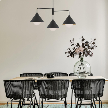 Żyrandol Remyck - 3 źródła światła - Matowa czerń (ALM-REMYCK3-BK) - Elstead Lighting