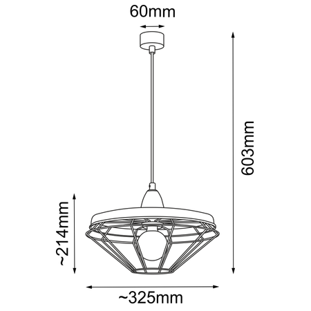 Lampa wisząca Alkaba - Czarna-platyna mat (325 mm)   (5013) - Shilo