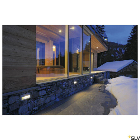 BRICK DOWNUNDER, lampa ścienna wpuszczana outdoor, LED, 3000K, IP54, prostokątna, srebrnoszara (229702) - SLV