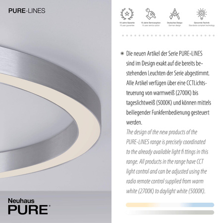 Lampa sufitowa PURE-LINES, ALUMINIUM (6306-95) - Paul Neuhaus