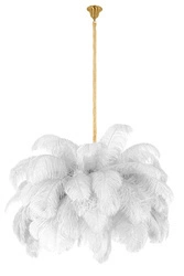 Lampa wisząca TIFFANY 135 biała mosiądz / naturalne pióra (JD0019.WHITE) - King Home