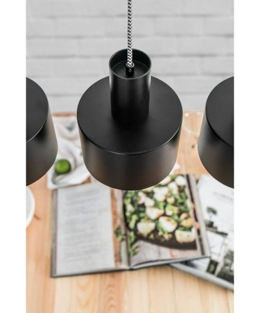 Lampa wisząca Enkel 3 z oplotem poliestrowym czarnym (EN3322P0) - Ummo