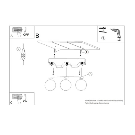 Plafon BULBO 3 naturalne drewno (SL.1684) - Sollux Lighting