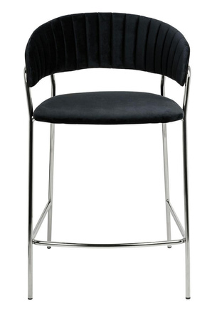 Krzesło barowe MARGO 65 czarny - welur, podstawa chromowana (KH1201100129,74.SIL) - King Home