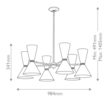Żyrandol Phix - 12 źródeł światła - Szampański brąz (KL-PHIX-6-CBB) - Elstead Lighting