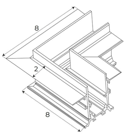MAXLIGHT MT0025.  Kątownik 90°. Montaż na sufit lub ścianę. Do szyn MT0023, MT0024