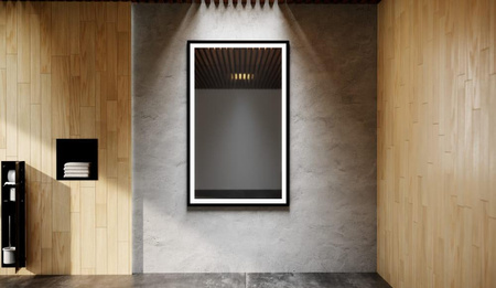 Lustro prostokątne ASTON w ramie z oświetleniem LED - MCJ