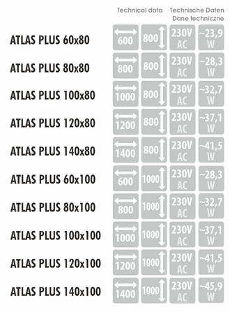 Lustro prostokątne ATLAS PLUS w ramie z oświetleniem LED - MCJ
