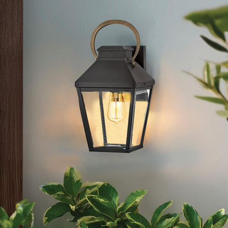 Średnia latarnia naścienna Dawson - 1 źródło światła - Czarny, patynowany (HK-DAWSON-M) - Elstead Lighting