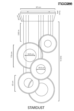 Kaskadowa lampa wisząca STARDUST złota (MSE1501100587) - Moosee