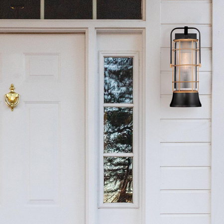 Średnia latarnia naścienna Rivamar - 1 źródło światła - Brązowo-złota (QN-RIVAMAR-M-BLK-GD) - Quintiesse