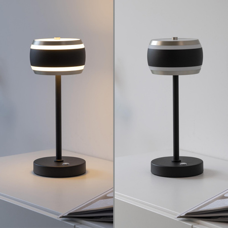 Przenośna, ładowana lampa stołowa PURE FALLING RINGS CZARNA (4503-18) - Paul Neuhaus