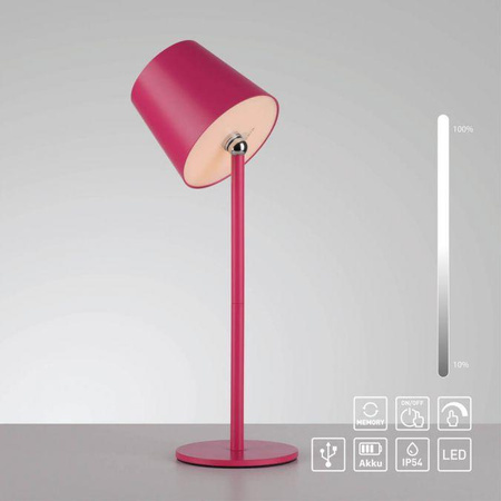 Przenośna, ładowana lampa stołowa BOTERIA RÓŻOWY (19251-87) - Paul Neuhaus