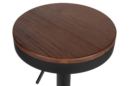 Krzesło barowe VOLT regulowane czarne / ciemny wiąz (KH010100966) - King Home