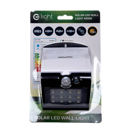 Lampka Solarna Butterfly Czarna 1,5W (EKO3867) - Eko-Light / z czujnikiem ruchu i zmierzchu