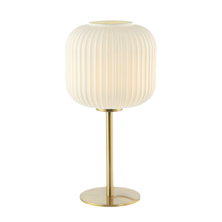 TABLE LAMP E27 MAX 40W GLASS MATERIAL WHITE & BRASS ON OFF SWITCH (20252 Zambelis) - Zambelis