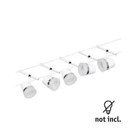 System linkowy DC zest Cone max5x10W Biały mat/Chrom GU5,3 12V DC 60VA twszt/met (PL94461) - Paulmann