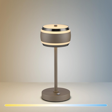 Przenośna, ładowana lampa na stół PURE FALLING RINGS BRĄZOWA/CHROM (4503-97) - Paul Neuhaus