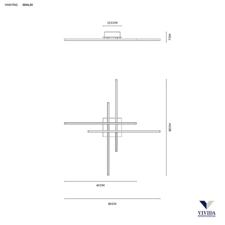 Lampa sufitowa lub ścienna HASHTAG 80 cm (0046.20.NE) - Vivida