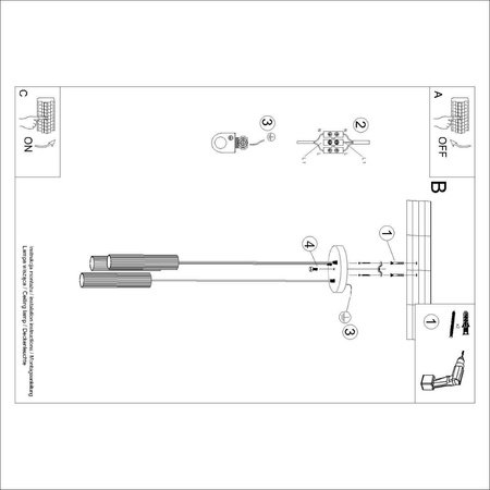 Lampa wisząca KARBON 3P ochra czerwona (SL.1633) - Sollux Lighting