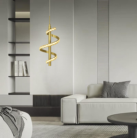 CLARET Spiralna lampa wisząca pojedyncza z dekoracyjnymi kryształami i trzystopniowym ściemniaczem typu "klik" (6209-0115) - Aviano Lighting