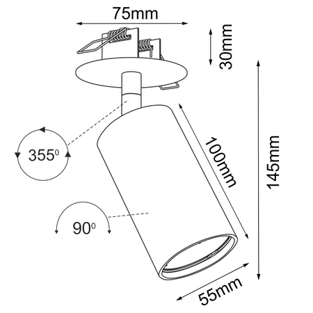 Lampa wpuszczana Ace in 55 - Czarna   (3254) - Brosline