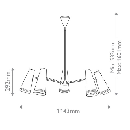 Żyrandol Brickell - 5 źródeł światła - Matowa czerń (QN-BRICKELL5-MBHL) - Quintiesse