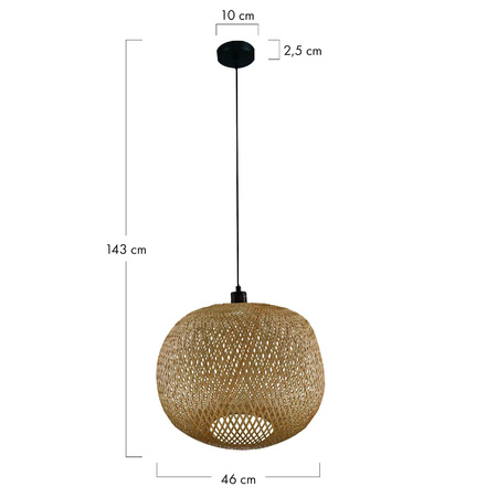 Lampa wisząca Boho kula bambusowa 46x46x143cm (55858-017) - DIJK