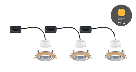 Zestaw oprawa do wbudowania LANATI COIN LED 3X 6W 470lm 84mm 2700K IP20 230V drewno / aluminium /czarny (PL92239) - PAULMANN