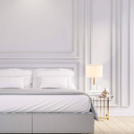 TABLE LAMP E14 MAX 40W IRON & WOOD &FABRIC MATERIAL WHITE  CLASS ON OFF SWITCH (20215 Zambelis) - Zambelis
