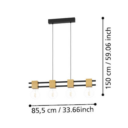 Lampa wisząca LEVANTARA czarna (390191) - EGLO