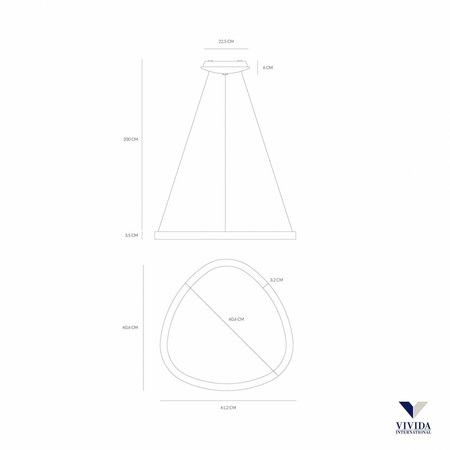 Lampa Wisząca LIFERING Kol. Biały, Ø 61 cm (0083.30.BI DIM WN) - Vivida