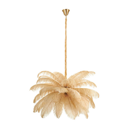 Ekskluzywna lampa wisząca z piórami EMU pióra beżowe 100 cm (ST-DN127 beige) - Step into Design